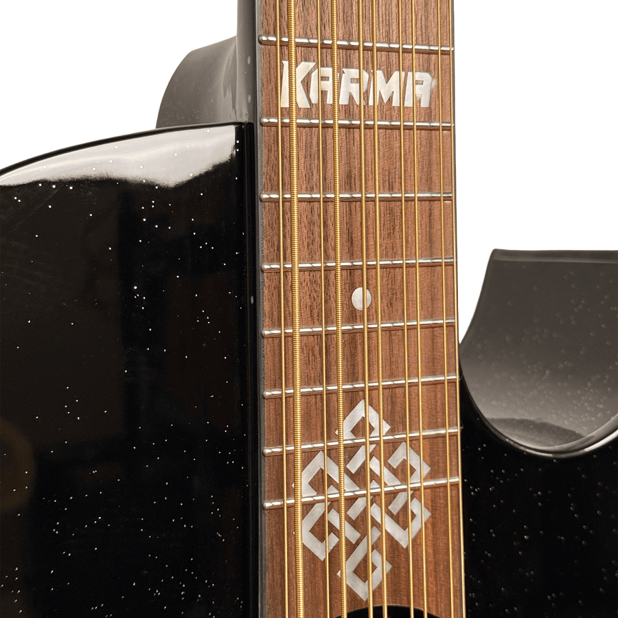 Karma Aztek BQ-BLK bajo quinto, Black Sparkle with hardshell case