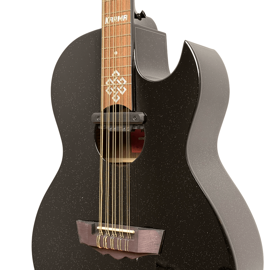 Karma Aztek BQ-BLK bajo quinto, Black Sparkle with hardshell case