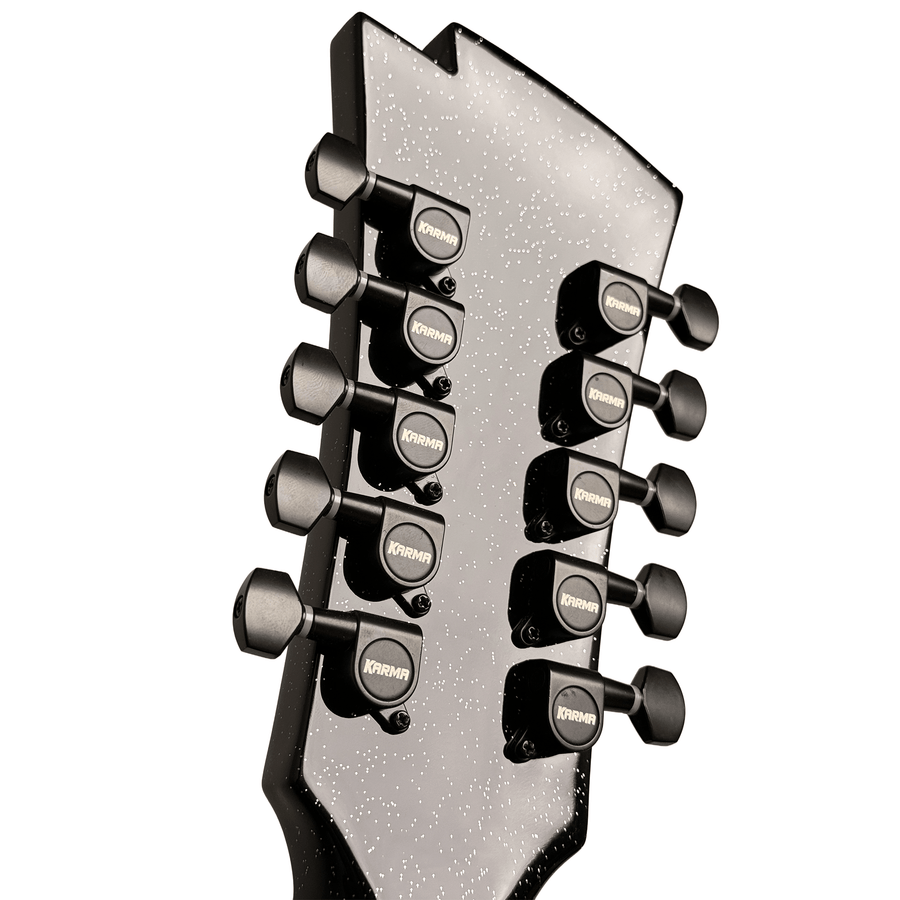 Karma Aztek BQ-BLK bajo quinto, Black Sparkle with hardshell case