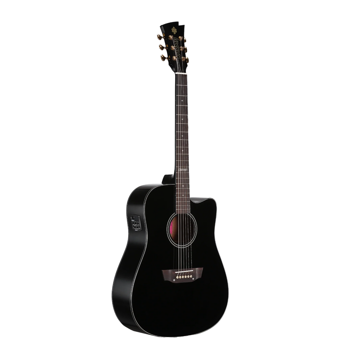 Guitarra Karma Lotus 6-BLK negra, tapa sólida (armonía)