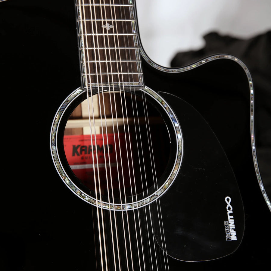 Karma Infinity 12-BLK, soundhole and rosette