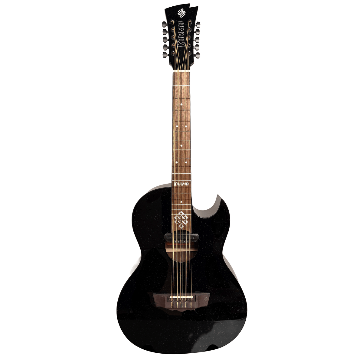 Karma Aztek BQ-BLK bajo quinto, Black Sparkle with hardshell case