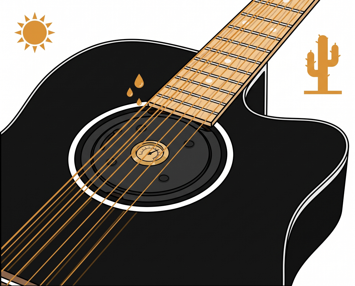 Cuidado de la guitarra: baja humedad