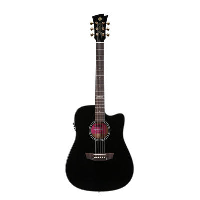 Guitarra Karma Lotus 6-BLK negra, tapa sólida (armonía)