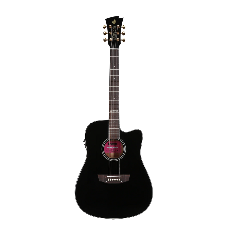 Guitarra Karma Lotus 6-BLK negra, tapa sólida (armonía)