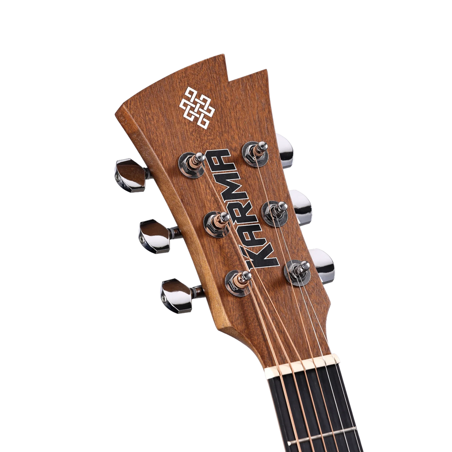 Karma Alpha 6-NAT guitar, headstock detail