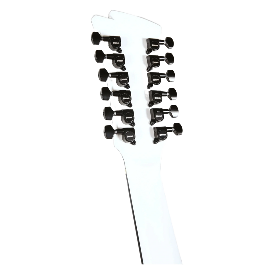 Karma Infinity 12-WHI, headstock back with tuners
