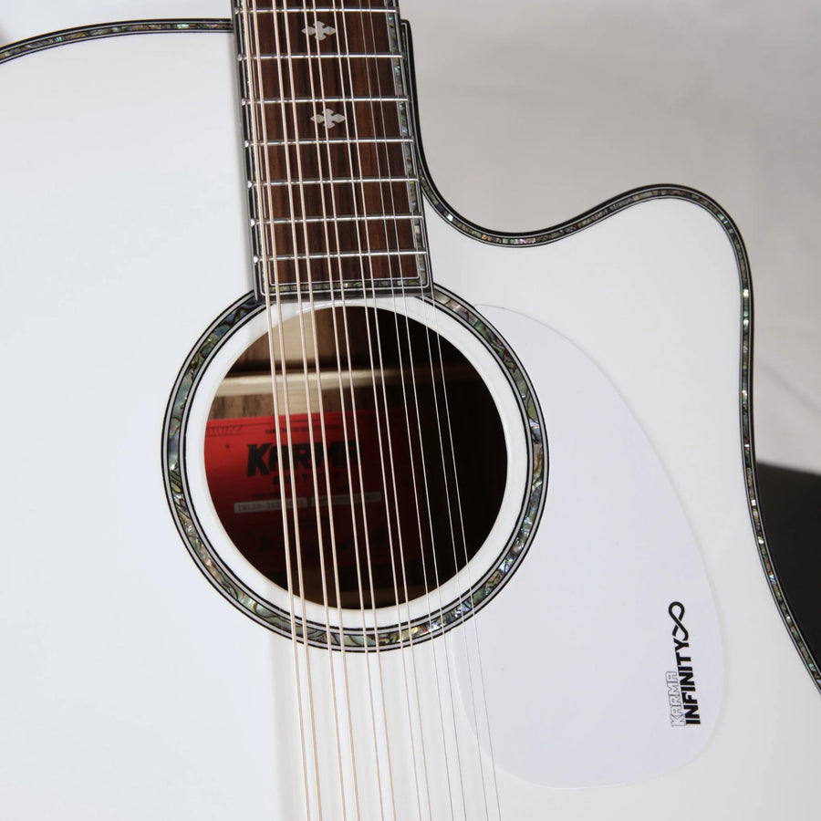Karma Infinity 12-WHI, soundhole and rosette
