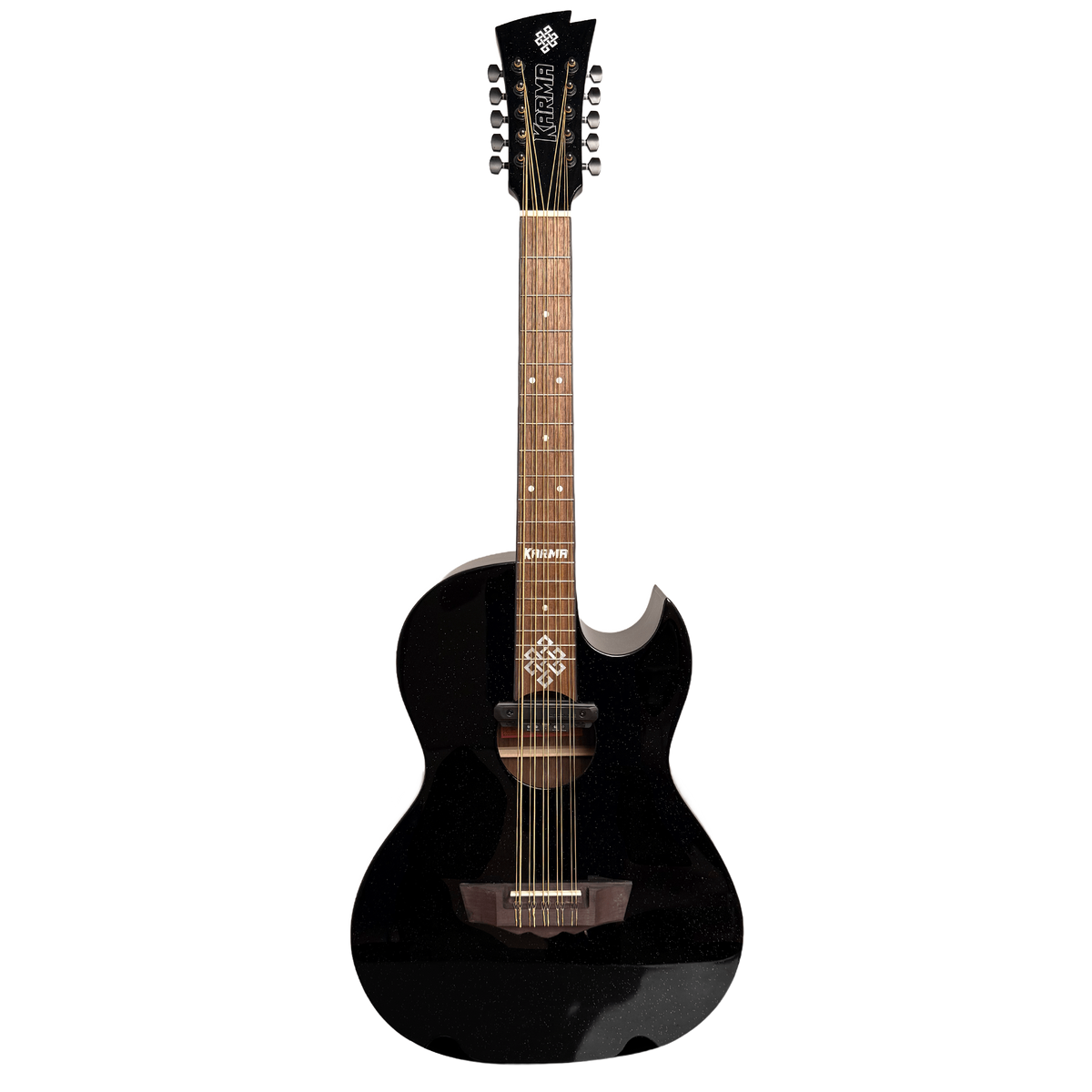 Karma Aztek BQ-BLK bajo quinto, Black Sparkle with hardshell case